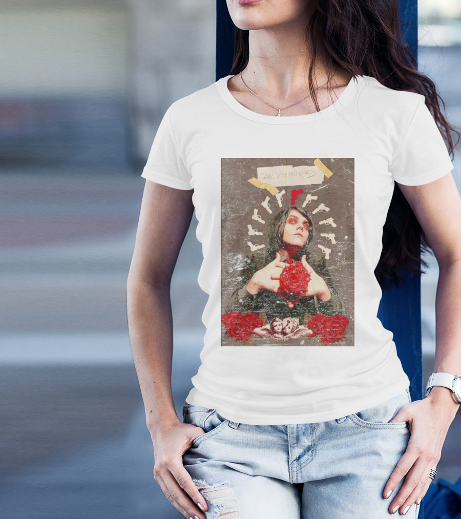 MCR Gerard Way Guns Angel Roses Give 'Em Hell Kid T-Shirt