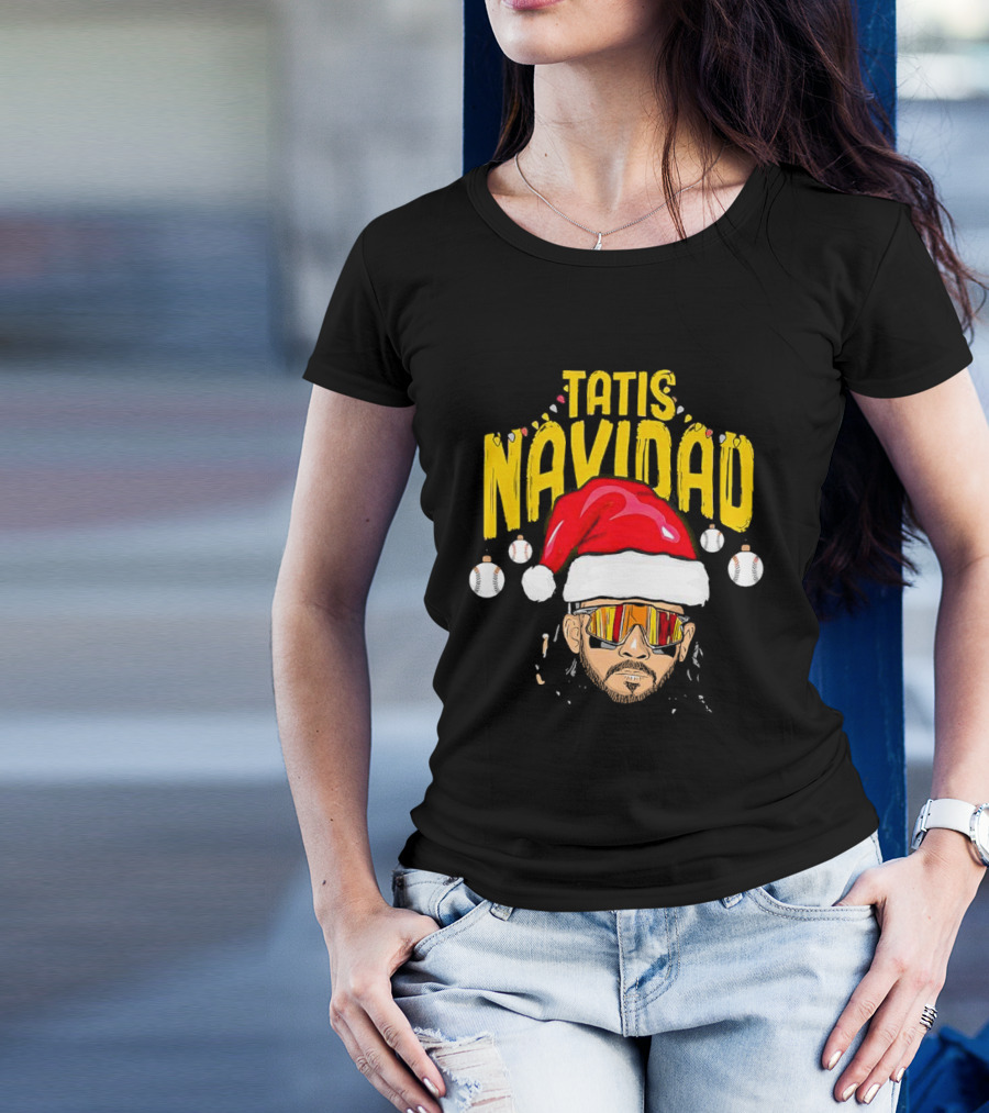 Tatis Navidad Santa Hat Baseball Sunglasses T-Shirt