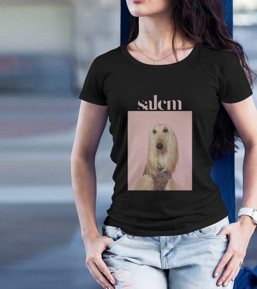 Salem Ilese Dog Afghan Hound Portrait On Pink Background T-Shirt