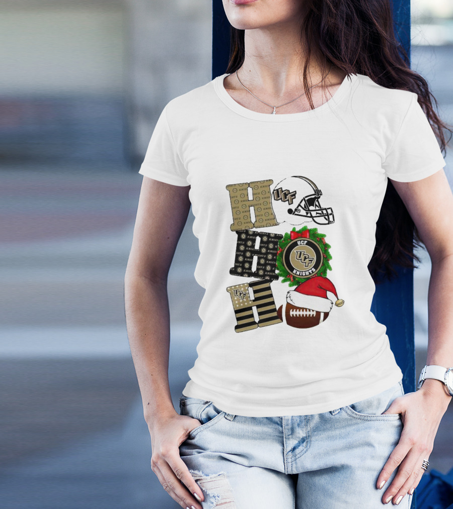 UCF Knights Christmas Helmet Wreath Football Holiday Cheer T-Shirt