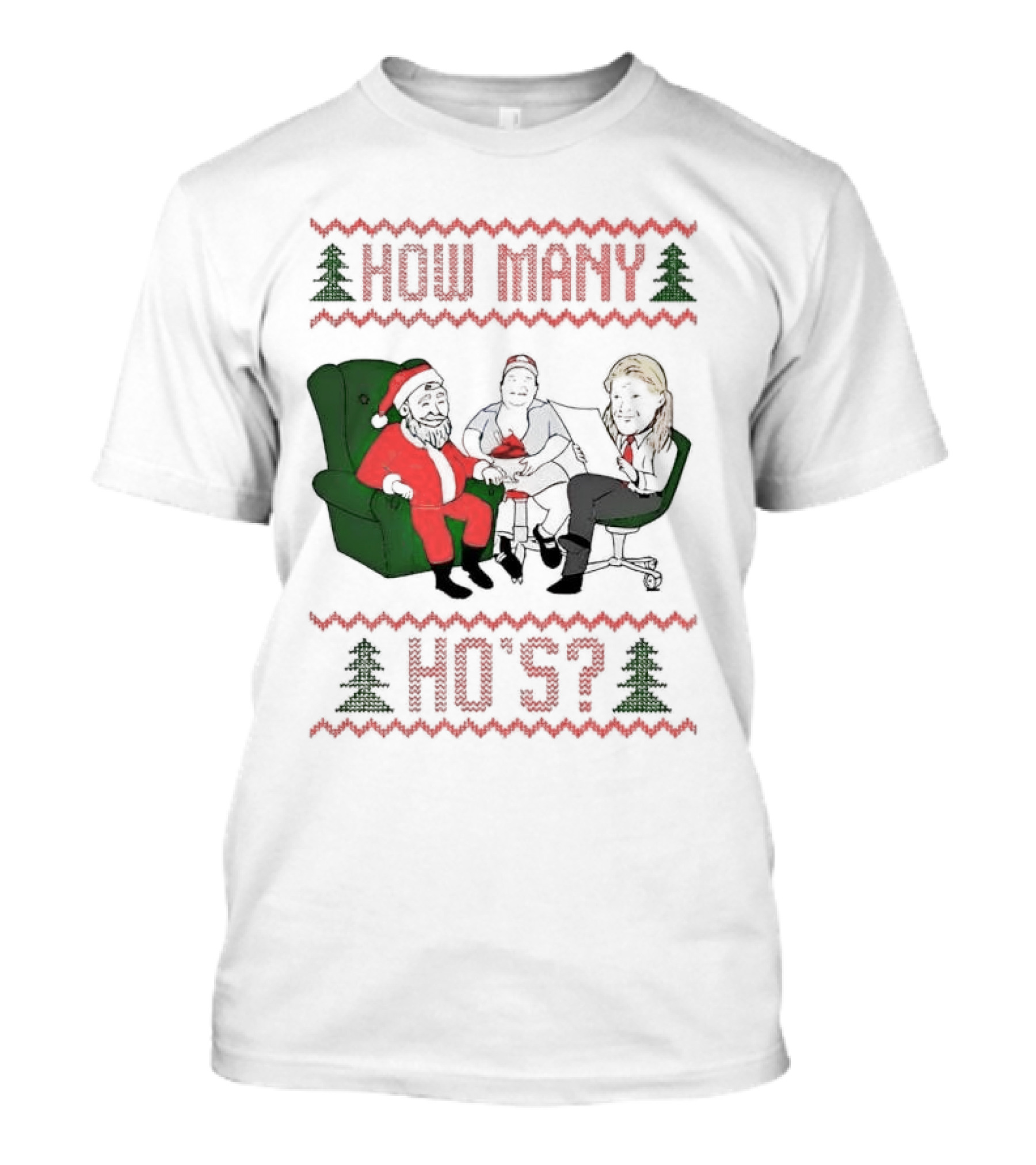 Santa Claus How Many Ho's Christmas Sweater Holiday Humor T-Shirt
