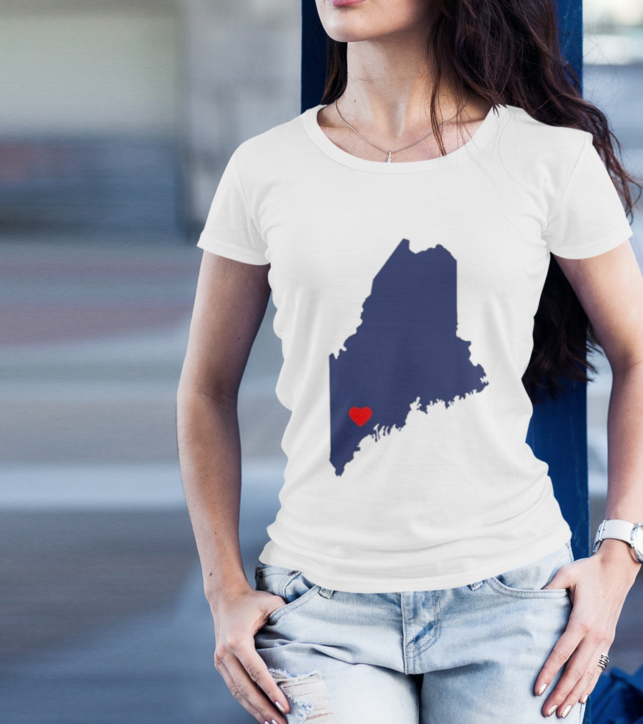 Lewiston Strong Heart Map Maine T-Shirt