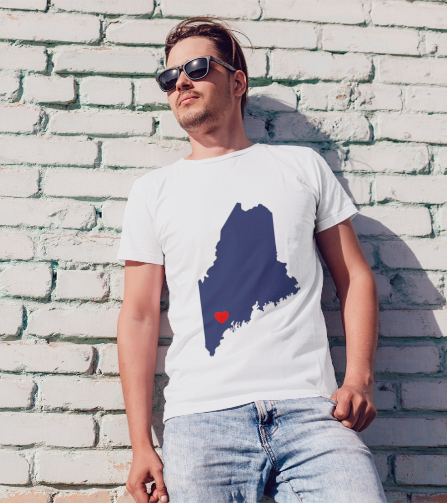 Lewiston Strong Heart Map Maine T-Shirt