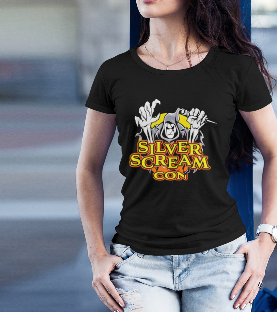 Silver Scream Con Grim Reaper With Needle And Hands T-Shirt