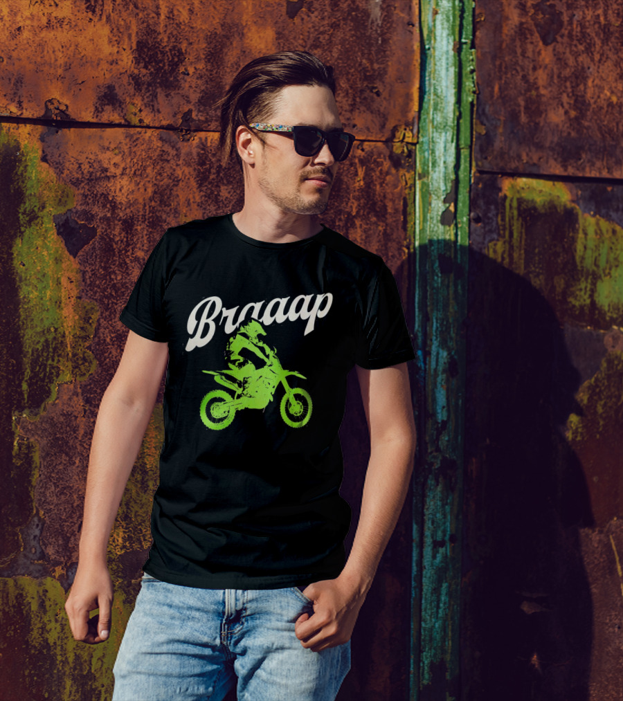 Braaap Moto Dirt Bike Racer In Action T-Shirt