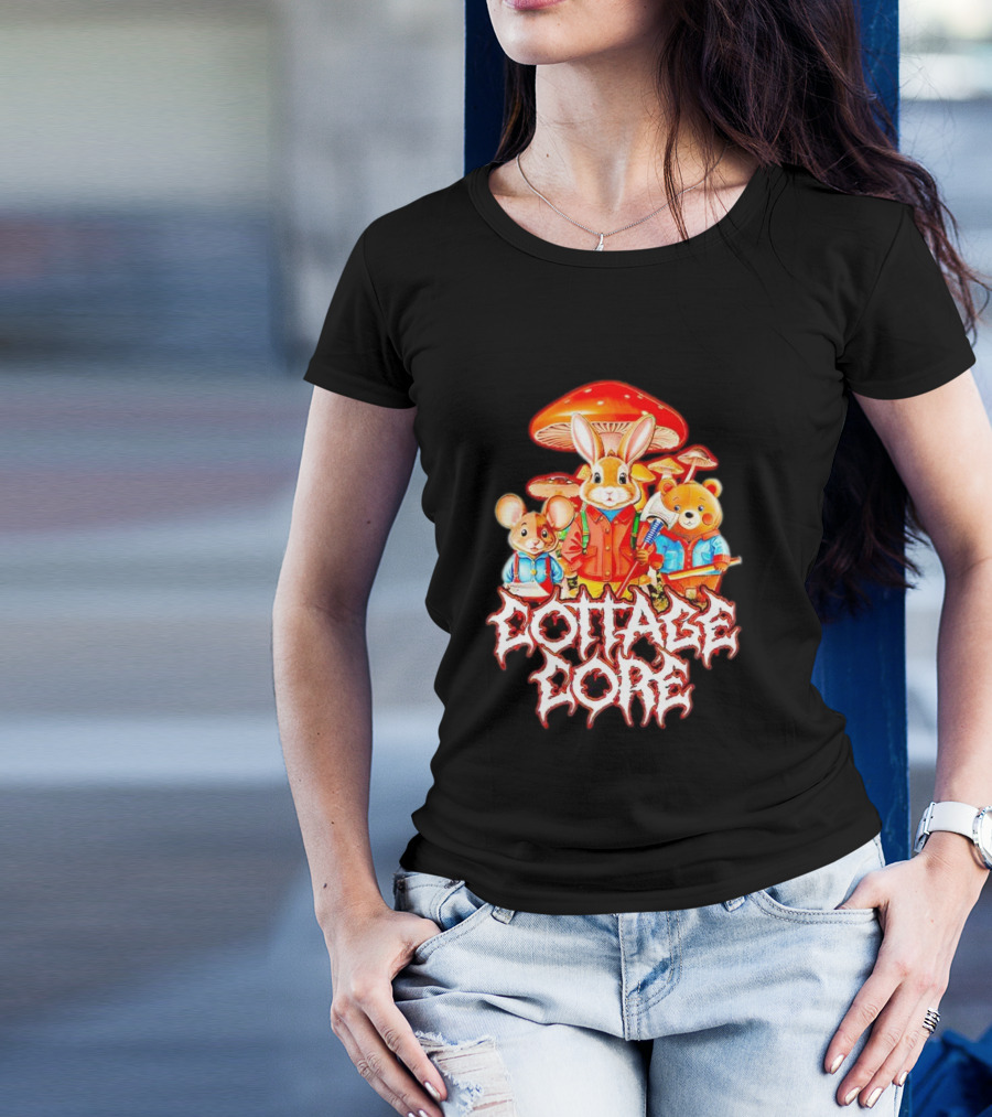 Cottage Core Bunny Mushroom Trio T-Shirt