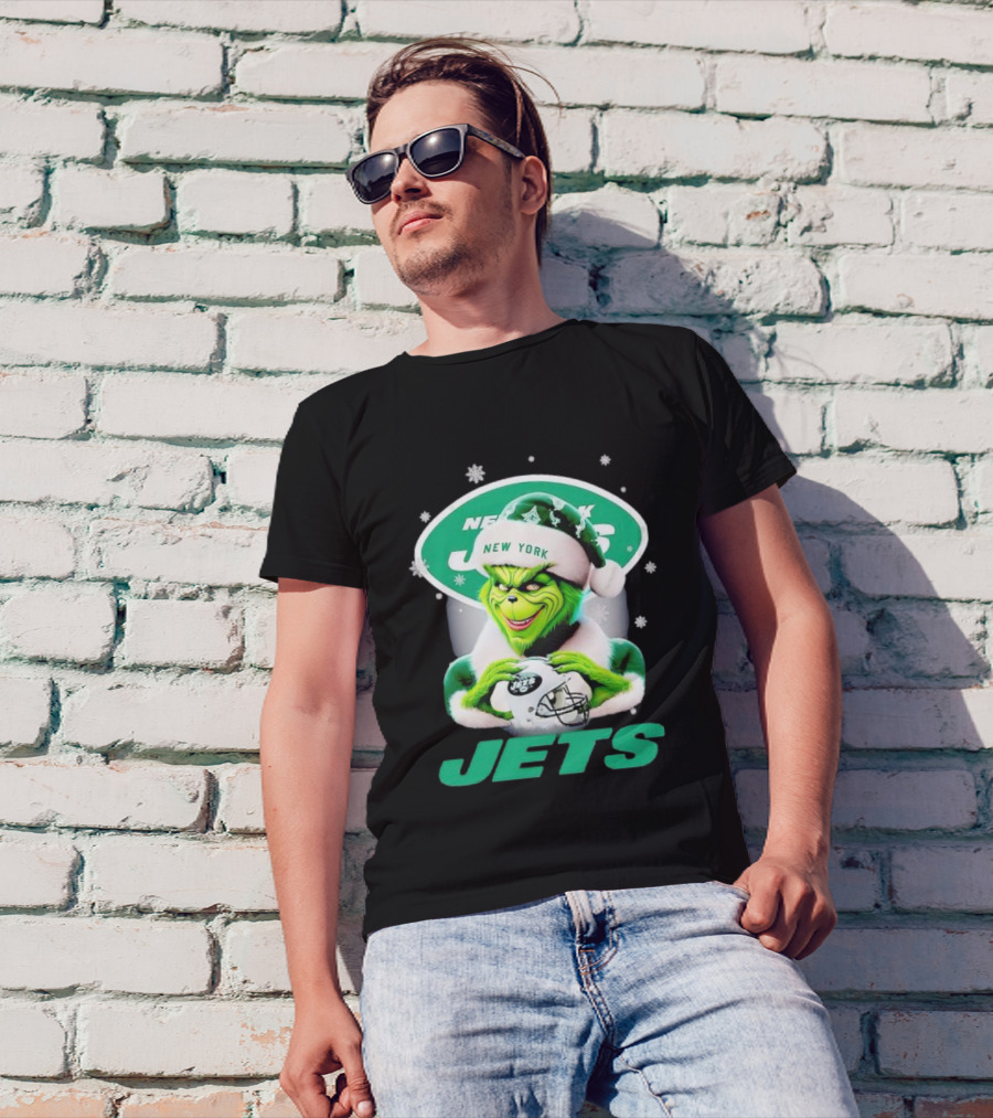 Grinch New York Jets Christmas Football T-Shirt