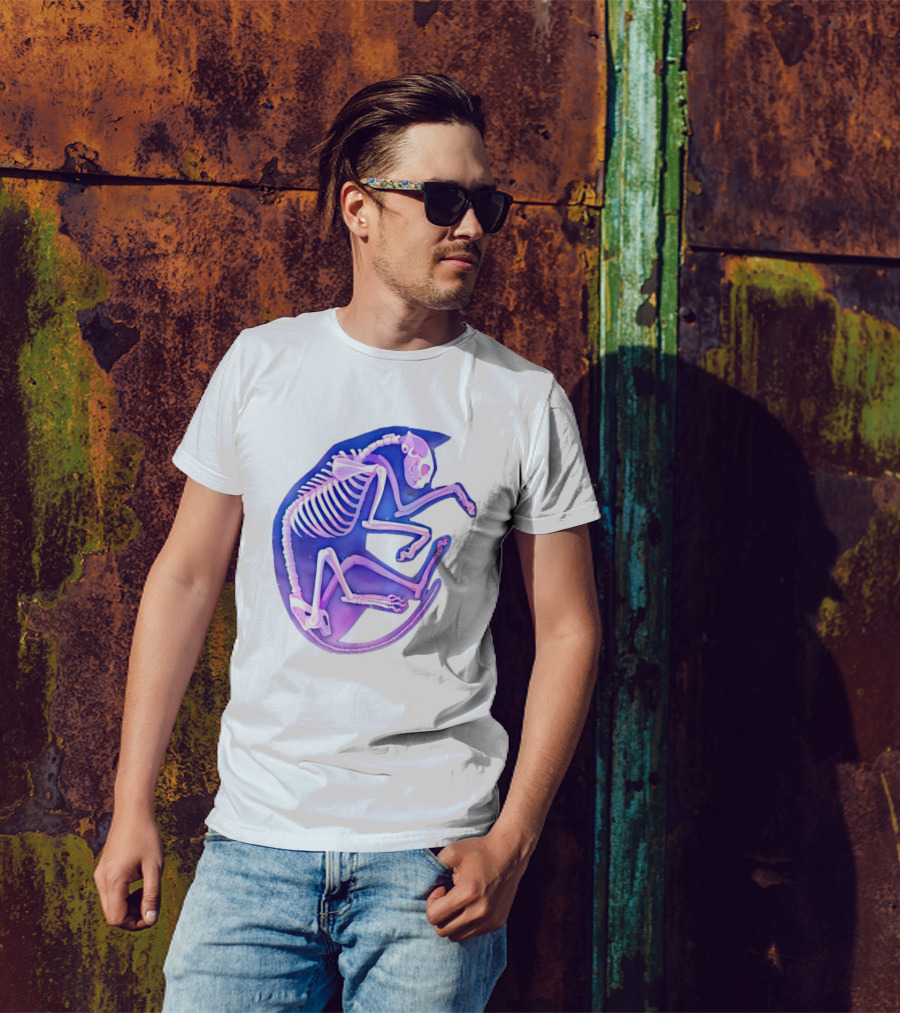 Skeleton Galaxy Cat Cosmic Vibe T-Shirt