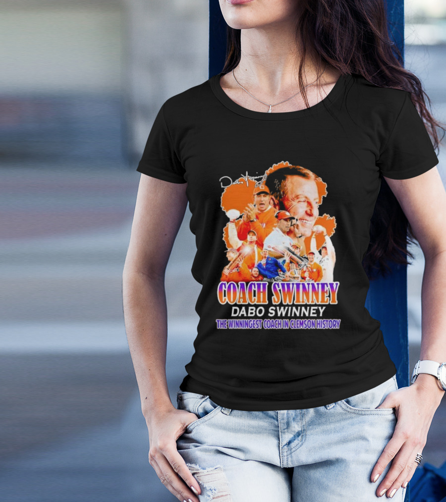 Coach Swinney Dabo Swinney The Winningest Coach In Clemson History Football Celebration Collage T-Shirt