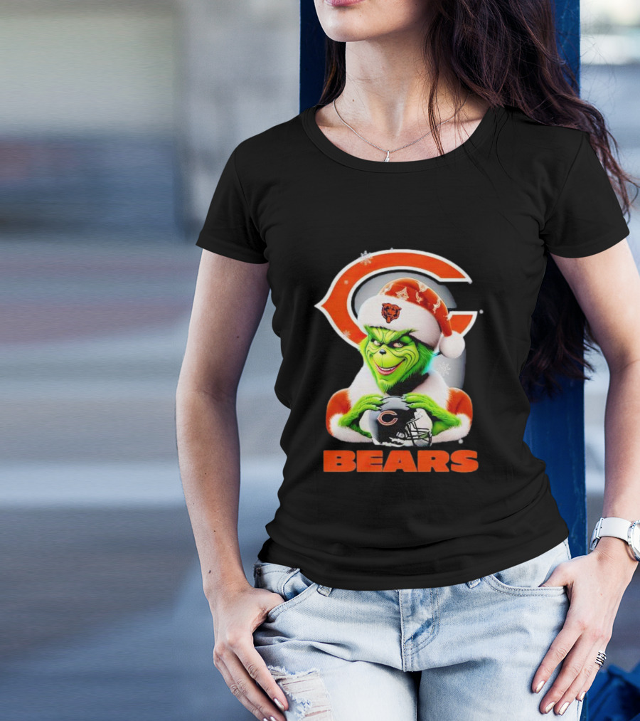 Grinch Chicago Bears Christmas Football Fan T-Shirt
