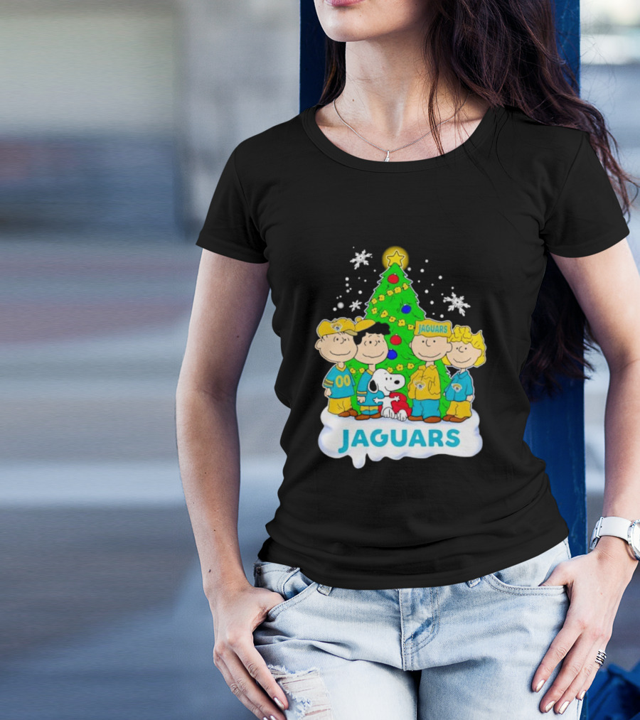 Peanuts Characters Jacksonville Jaguars Christmas Tree Jaguars T-Shirt