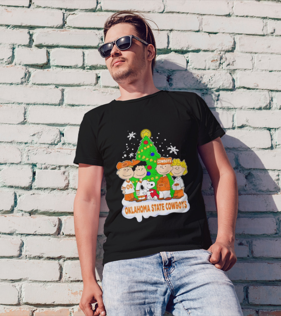 Peanuts Characters Oklahoma State Cowboys Christmas Tree T-Shirt