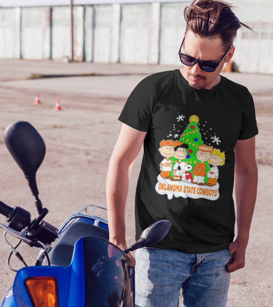Peanuts Characters Oklahoma State Cowboys Christmas Tree T-Shirt