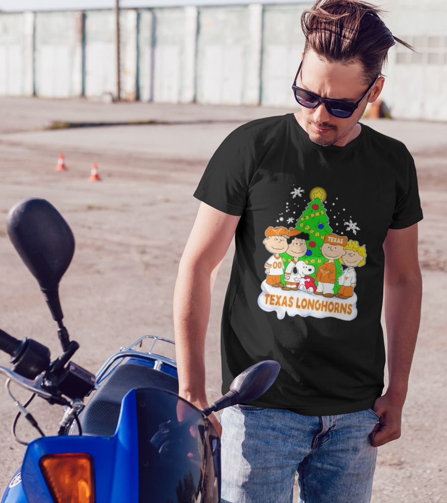 Peanuts Characters Texas Longhorns Christmas Tree T-Shirt