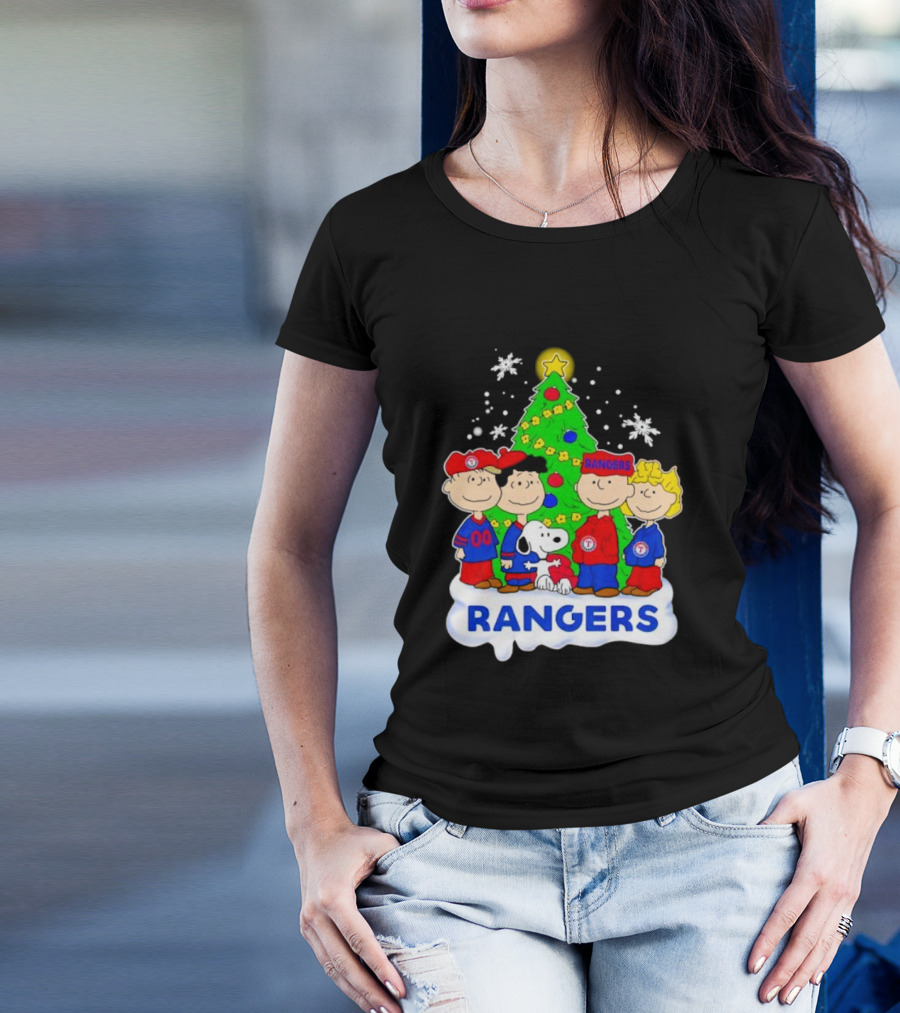 Peanuts Characters Texas Rangers Christmas Tree T-Shirt