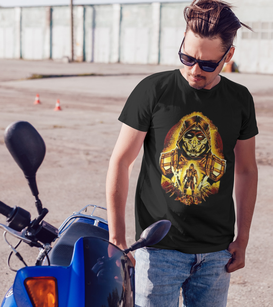 Mortal Kombat Scorpion Battle Stance Fiery Warrior T-Shirt
