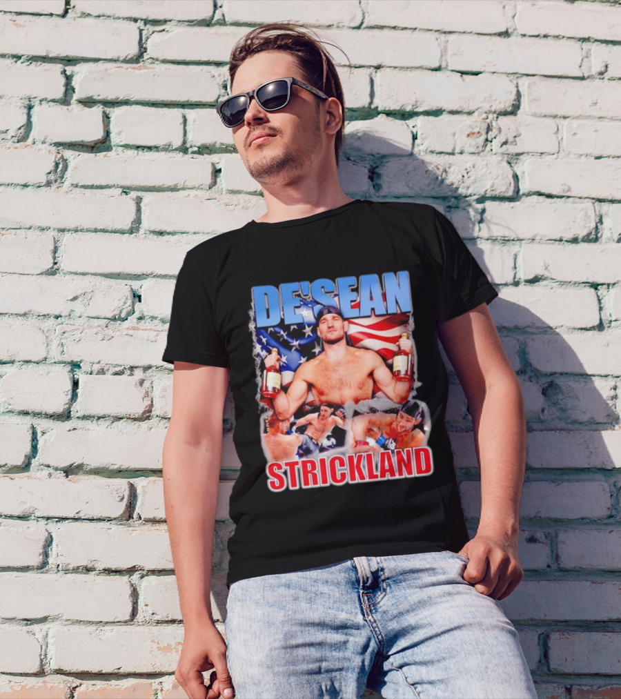 DE’SEAN STRICKLAND American Flag Boxing T-Shirt