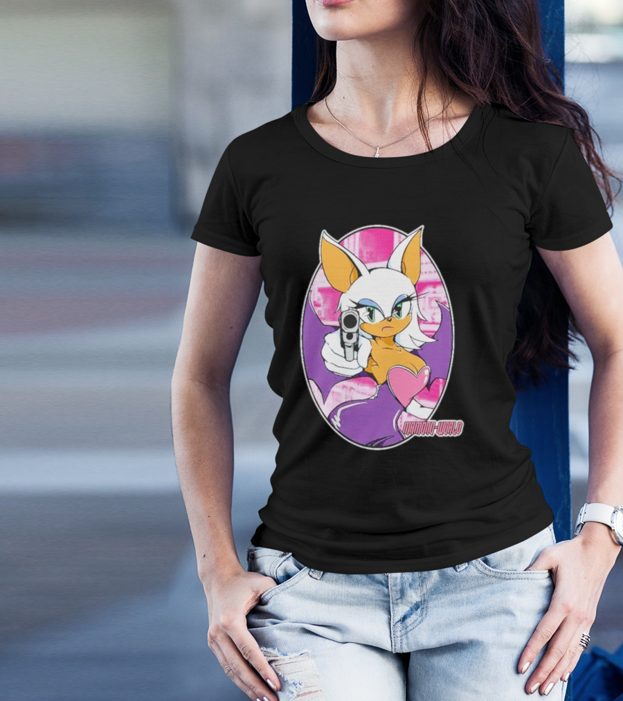 Mamono World Character With Gun And Heart T-Shirt