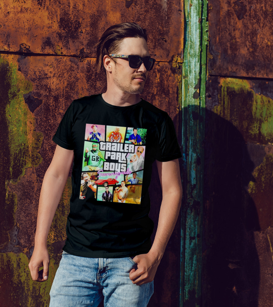Trailer Park Boys Sunnyvale Collage Of Characters And Car In Vibrant Colors T-Shirt
