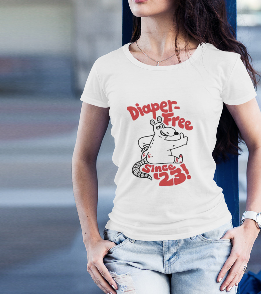 Diaper-Free Since '23 Thumbs Up Armadillo T-Shirt