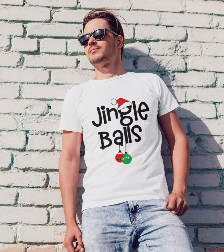 Jingle Balls Christmas Santa Hat Red Green Ornaments T-Shirt