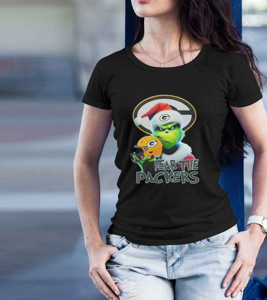 Grinch Fear The Green Bay Packers Christmas G Helmet T-Shirt