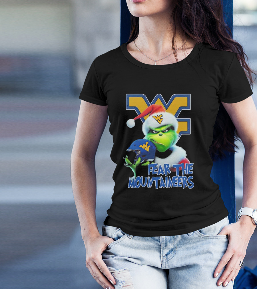 Grinch Fear The Mountaineers West Virginia Christmas Holiday T-Shirt