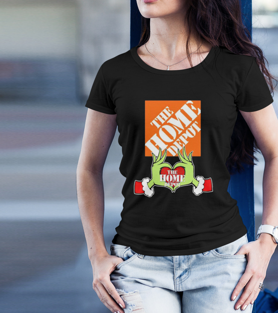 The Home Depot Christmas Grinch Green Hands Heart T-Shirt