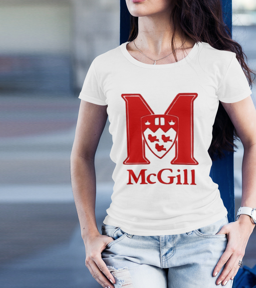 McGill University Large Red M And Shield Emblem T-Shirt