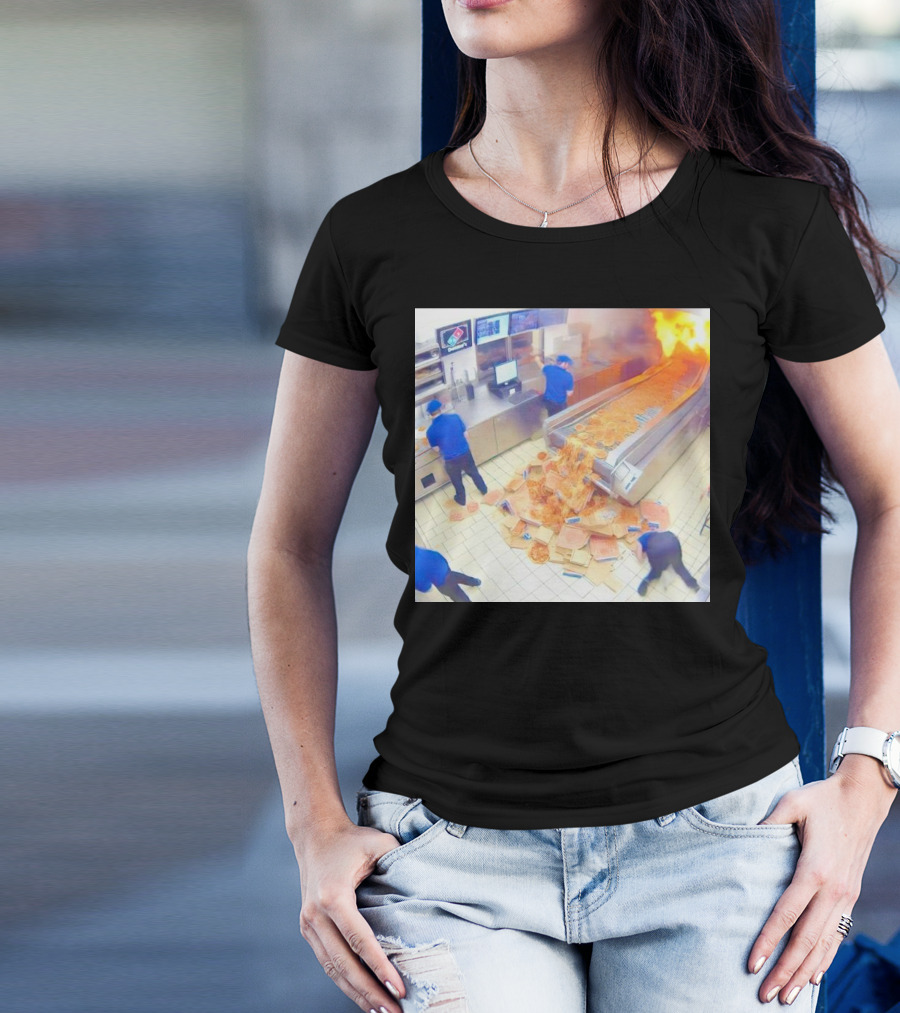 Domino’s Pizza Kitchen Chaos Pizzeria Conveyor Oven Accident T-Shirt