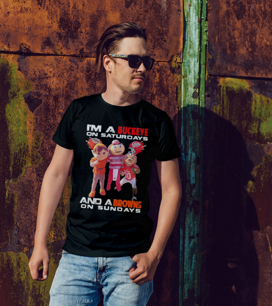Brutus Buckeye And Cleveland Browns Mascots Football T-Shirt