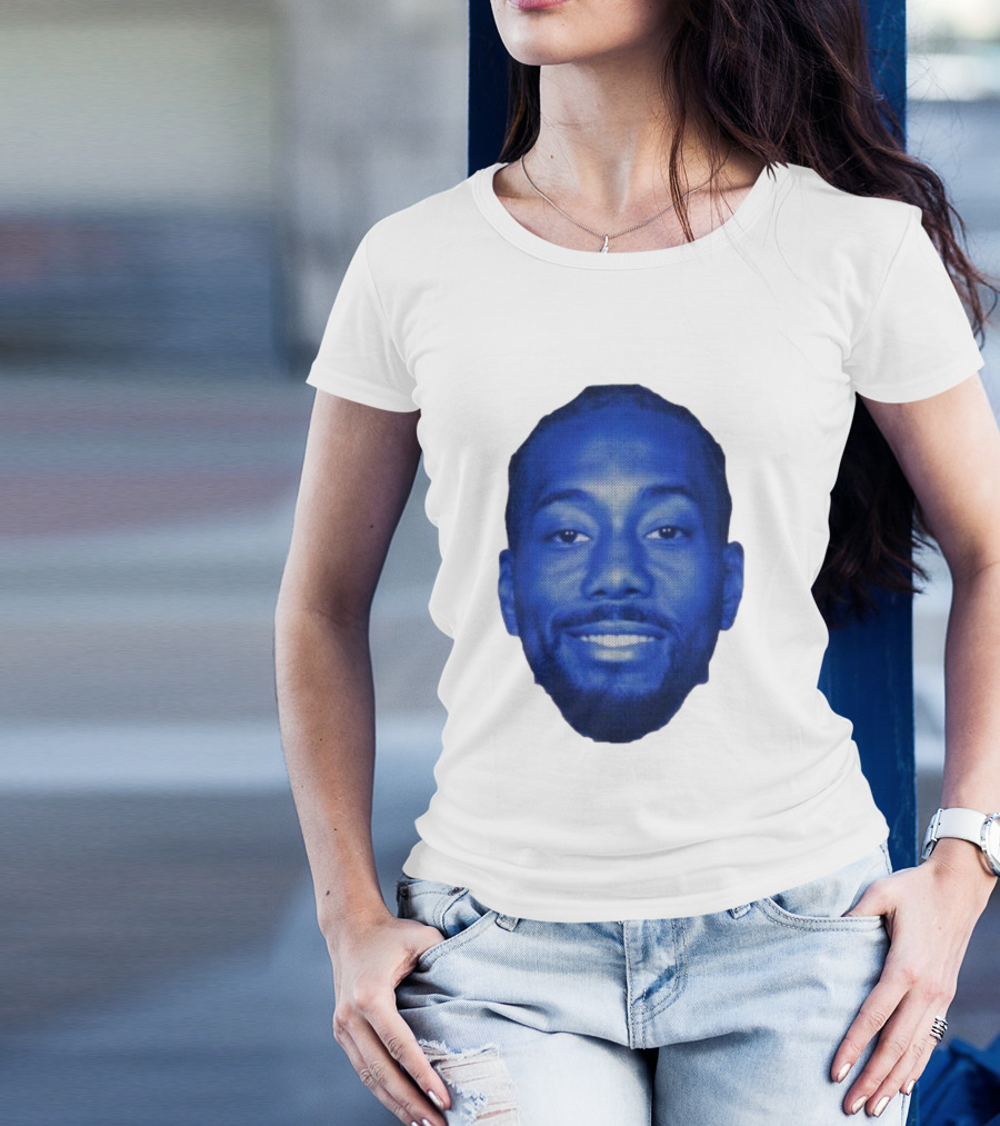 Kawhi Half-Tone Big Head Blue Face T-Shirt