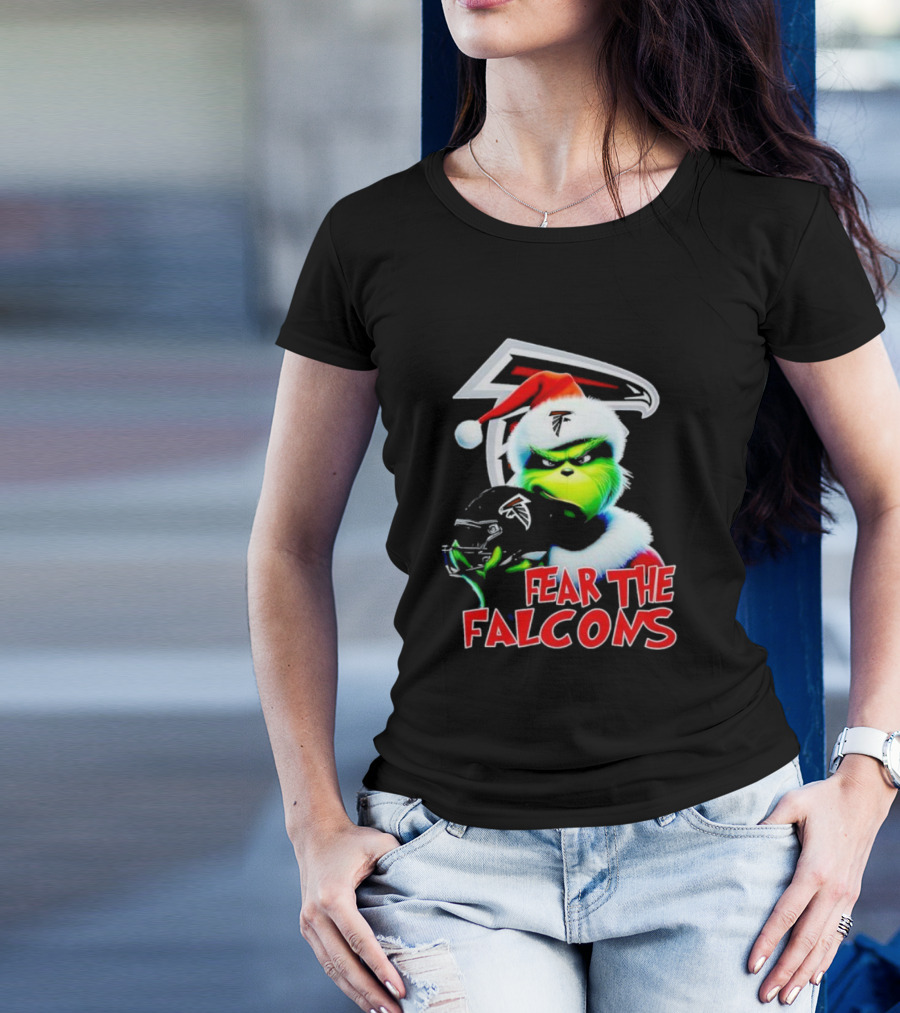 Atlanta Falcons Grinch Santa Fear The Falcons NFL T-Shirt