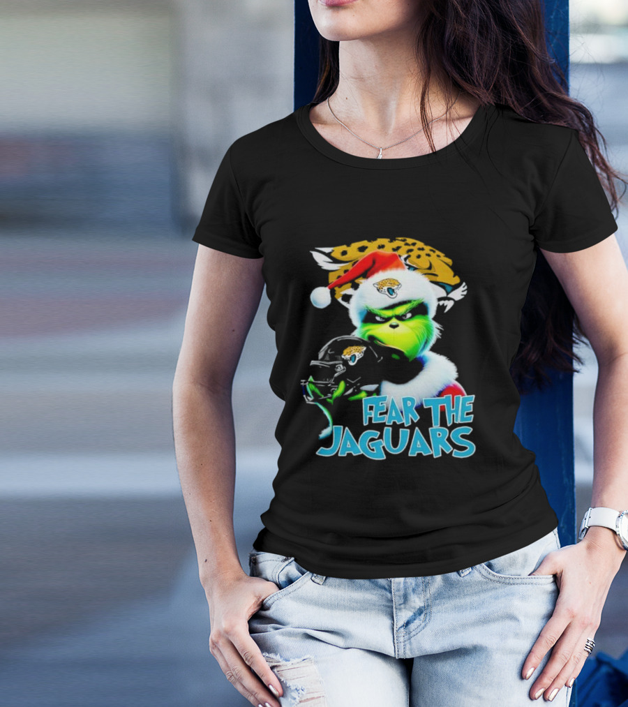 Santa Grinch Fear The Jaguars Jacksonville Jaguars NFL T-Shirt