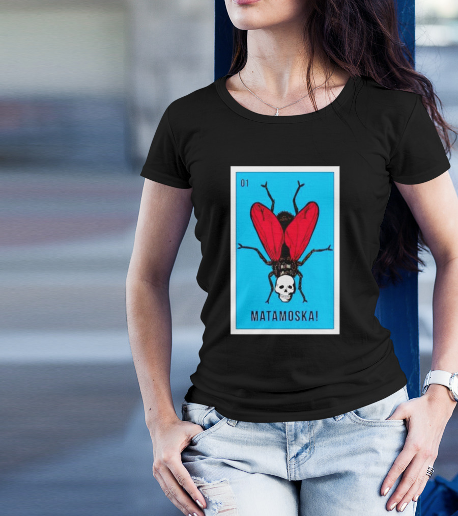 La Moska Loteria Matamoska 01 Fly Skull Blue Red Wings T-Shirt