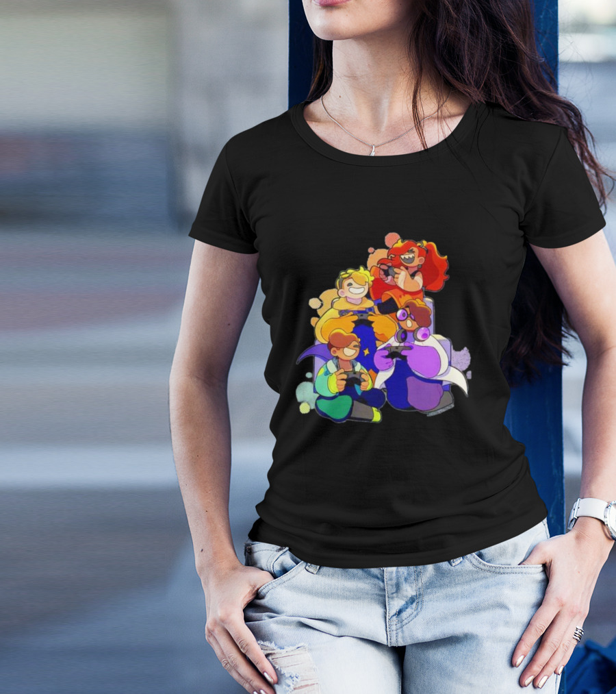 Bish Bash Bots Gaming Fun Characters Controller Crew T-Shirt