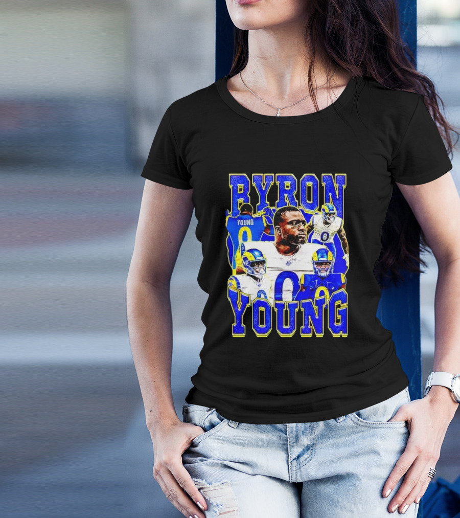 Byron Young Los Angeles Rams Picture Collage T-Shirt
