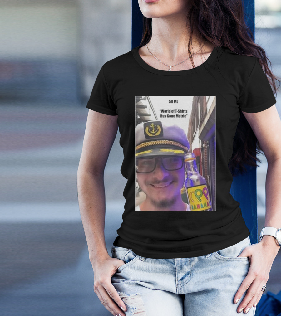 50 ML World Of T-Shirts Has Gone Metric Captain Hat Smiling Man With Banana Drink T-Shirt