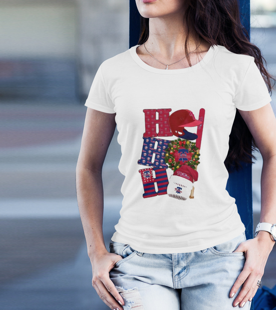 Philadelphia Phillies Ho Ho Ho Merry Christmas Sports Fan T-Shirt