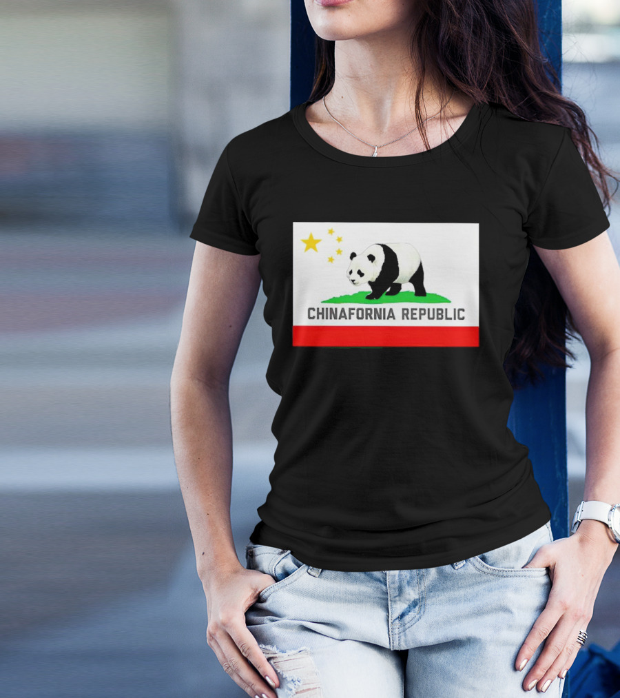 Chinafornia Republic Panda Flag Mockup T-Shirt