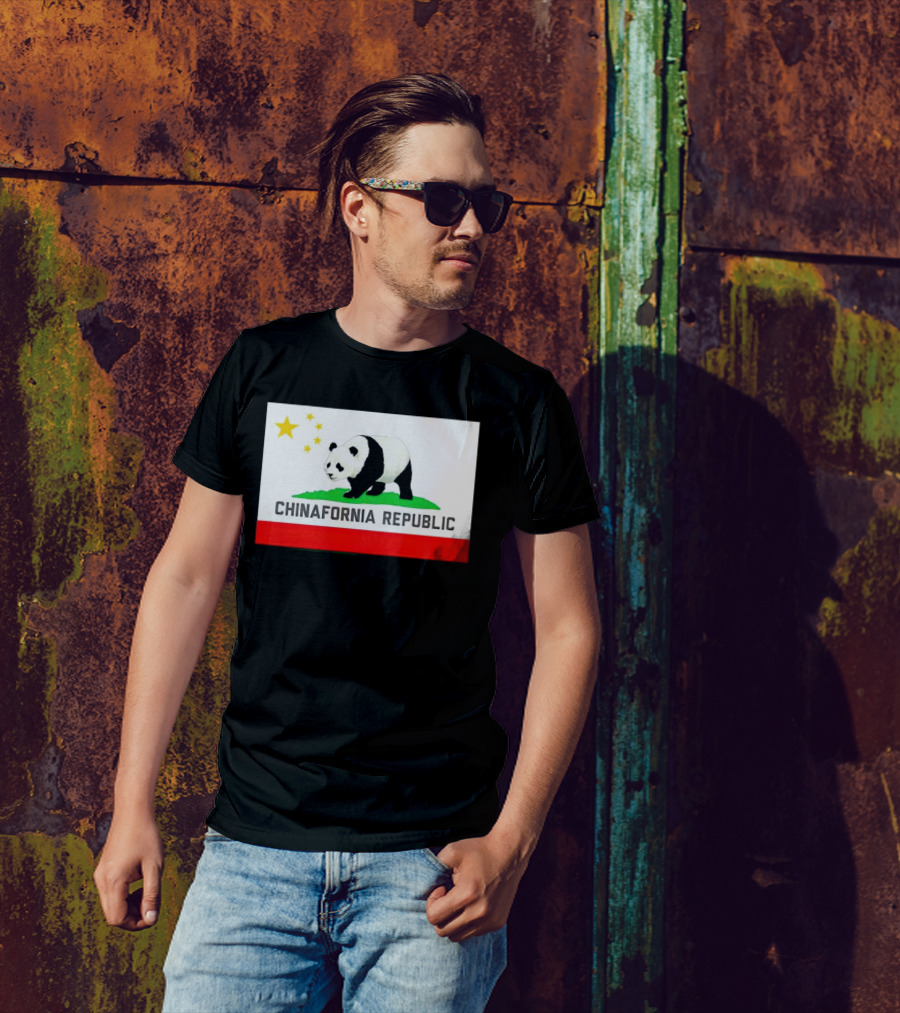 Chinafornia Republic Panda Flag Mockup T-Shirt