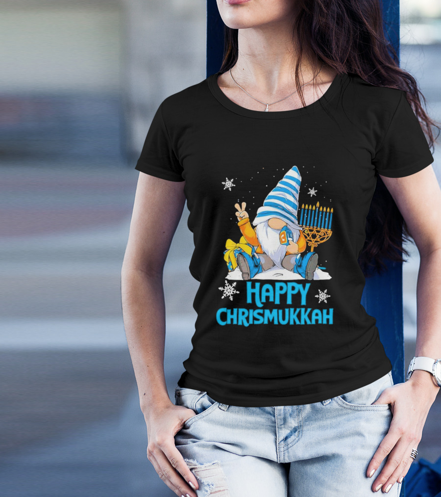 Happy Chrismukkah Gnome Menorah Snowflakes T-Shirt