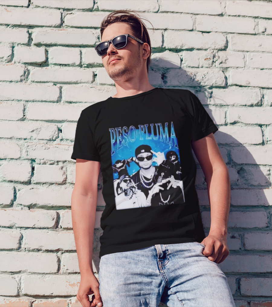 Peso Pluma Vintage Hip Hop Style Blue Tones T-Shirt