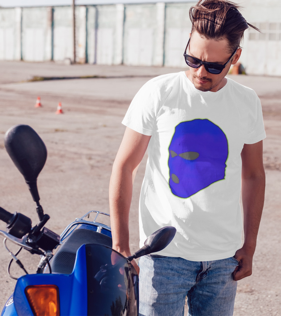 Seahawks Ski Mask Hoodie Graphic Blue Outline T-Shirt