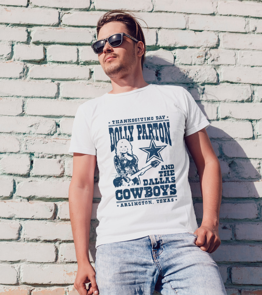 Thanksgiving Day Dolly Parton And The Dallas Cowboys Arlington Texas Star Guitar T-Shirt