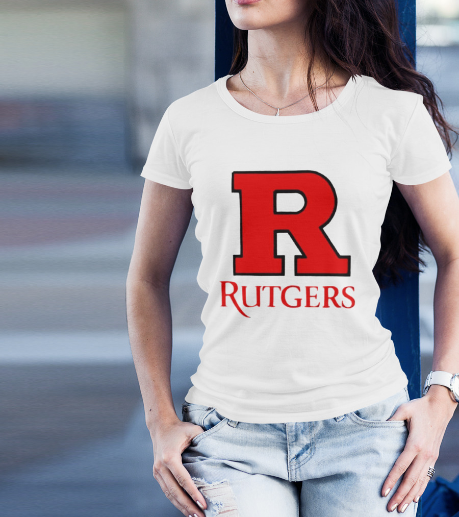 Rutgers University Red R Icon With Text T-Shirt