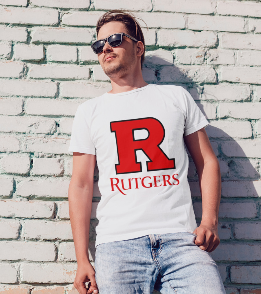 Rutgers University Red R Icon With Text T-Shirt