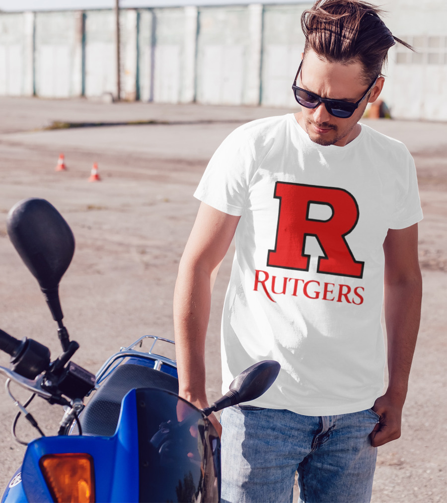 Rutgers University Red R Icon With Text T-Shirt