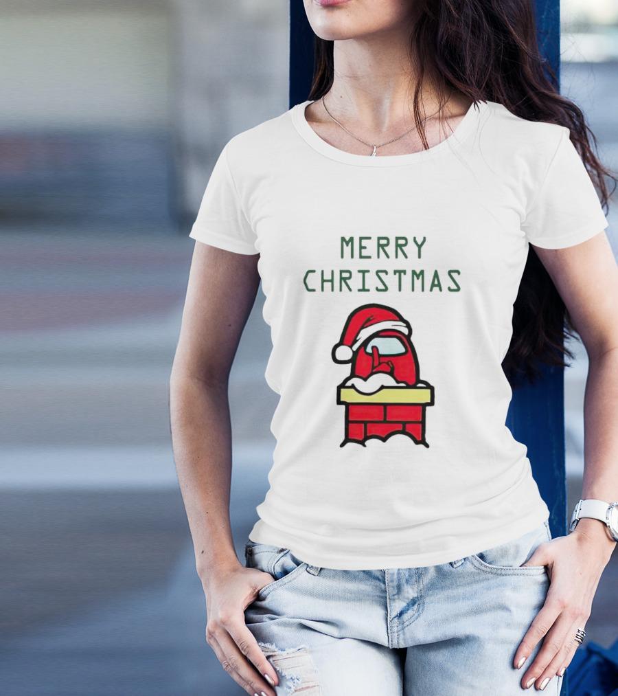 Merry Christmas Santa Among Us Chimney Character T-Shirt