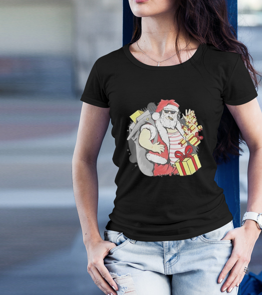 Santa Claus Cool Christmas Peace Sign Holiday Delivery T-Shirt